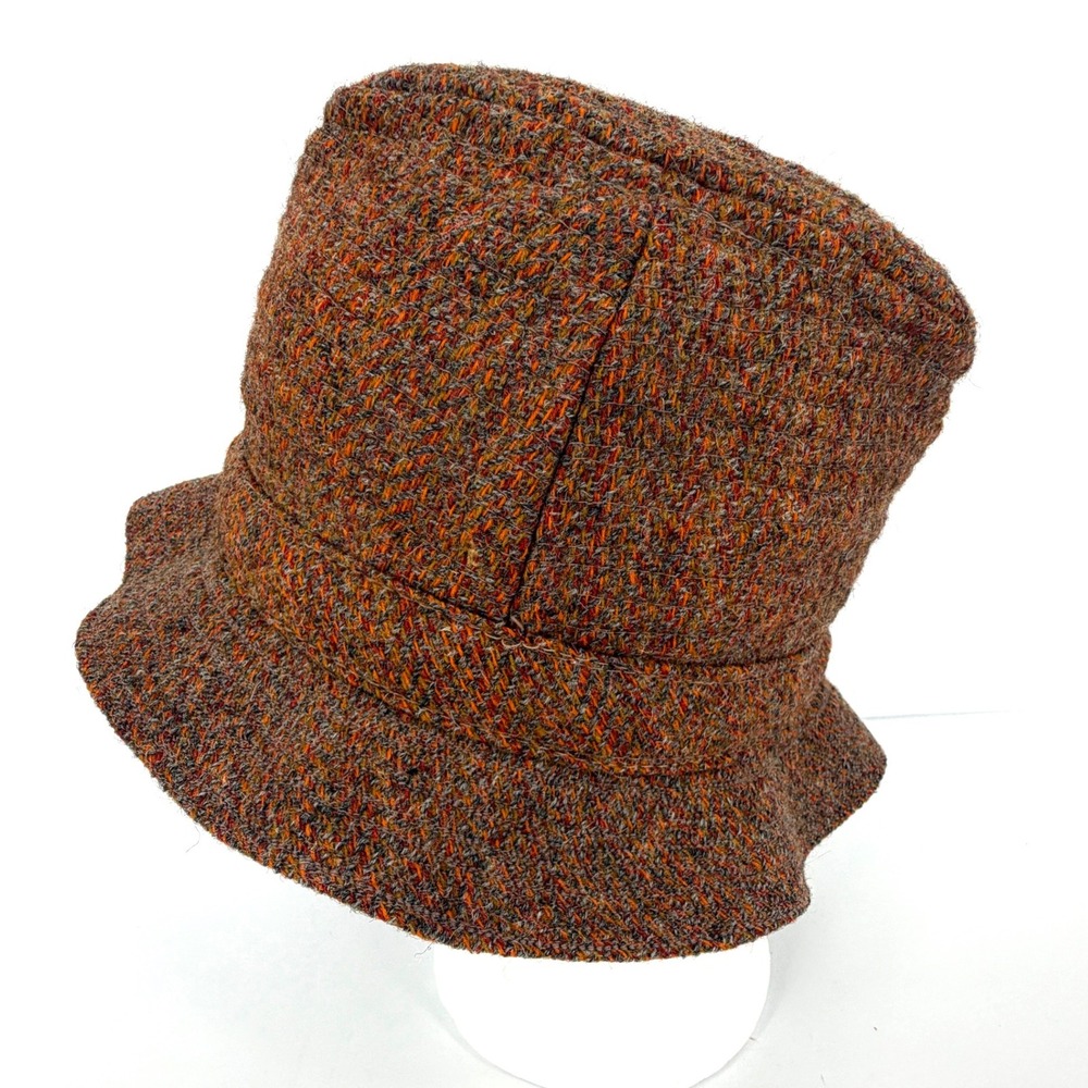 Vintage Millars Clifden Connemara Irish Wool Tweed Bucket Hat Brown Orange